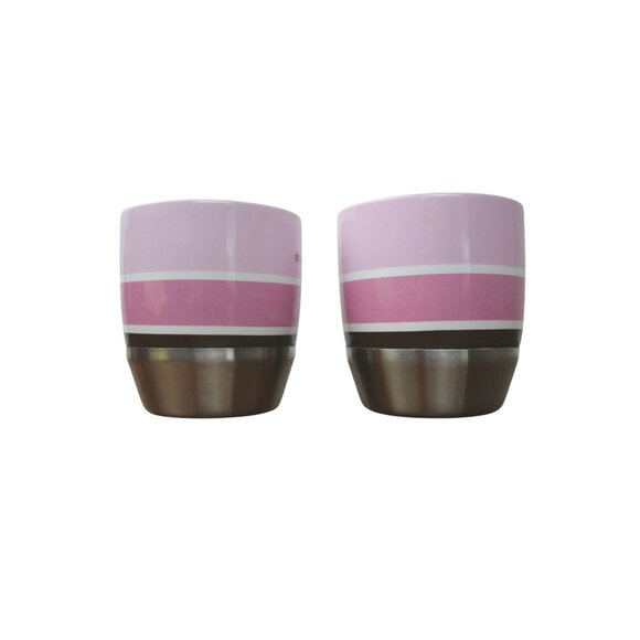 Starbucks Coffee Pink & Stainless Steel Ceramic Mugs 10oz Set Of 2 Durable & Sty - Picture 4 of 7